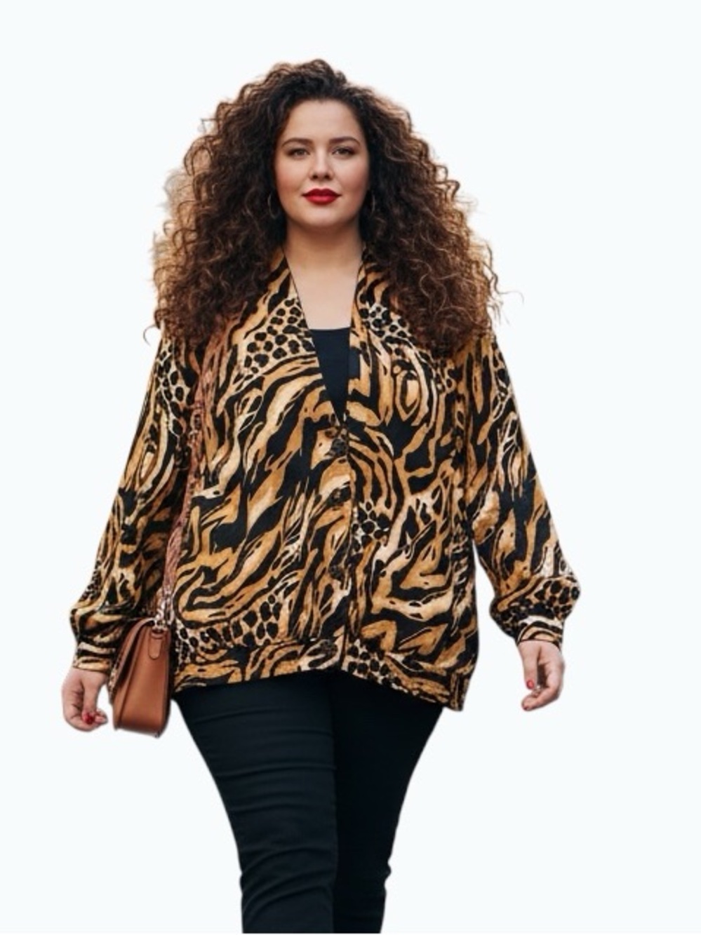 VTG Nygard Collection Tiger Print Oversized Jacket Blouse Size 14